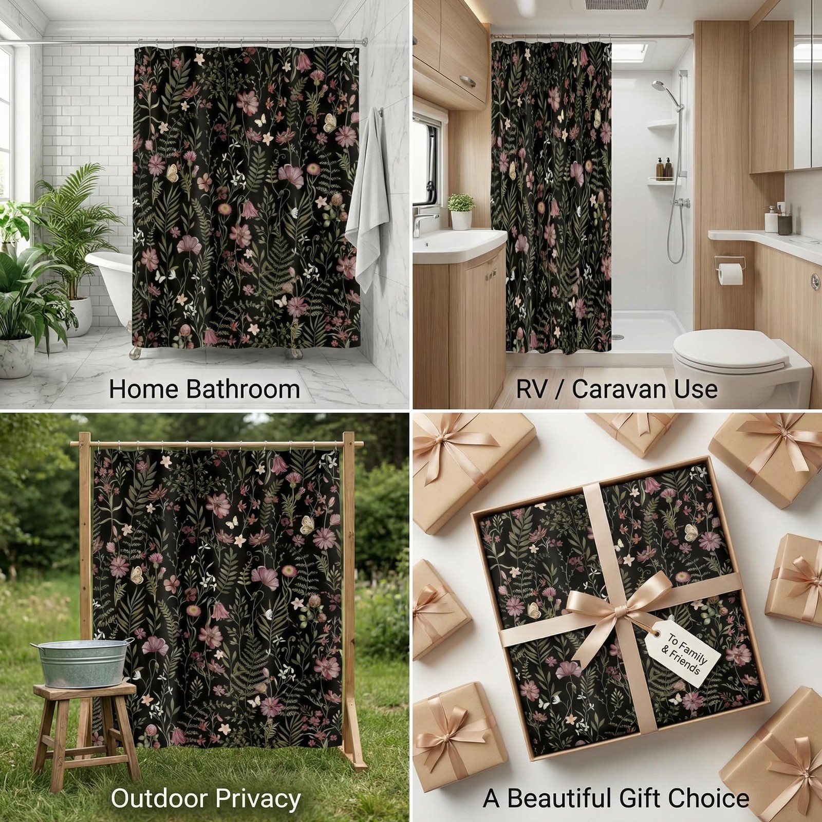 Custom Printed Bath Curtain — custom printed polyester bath curtain detail view