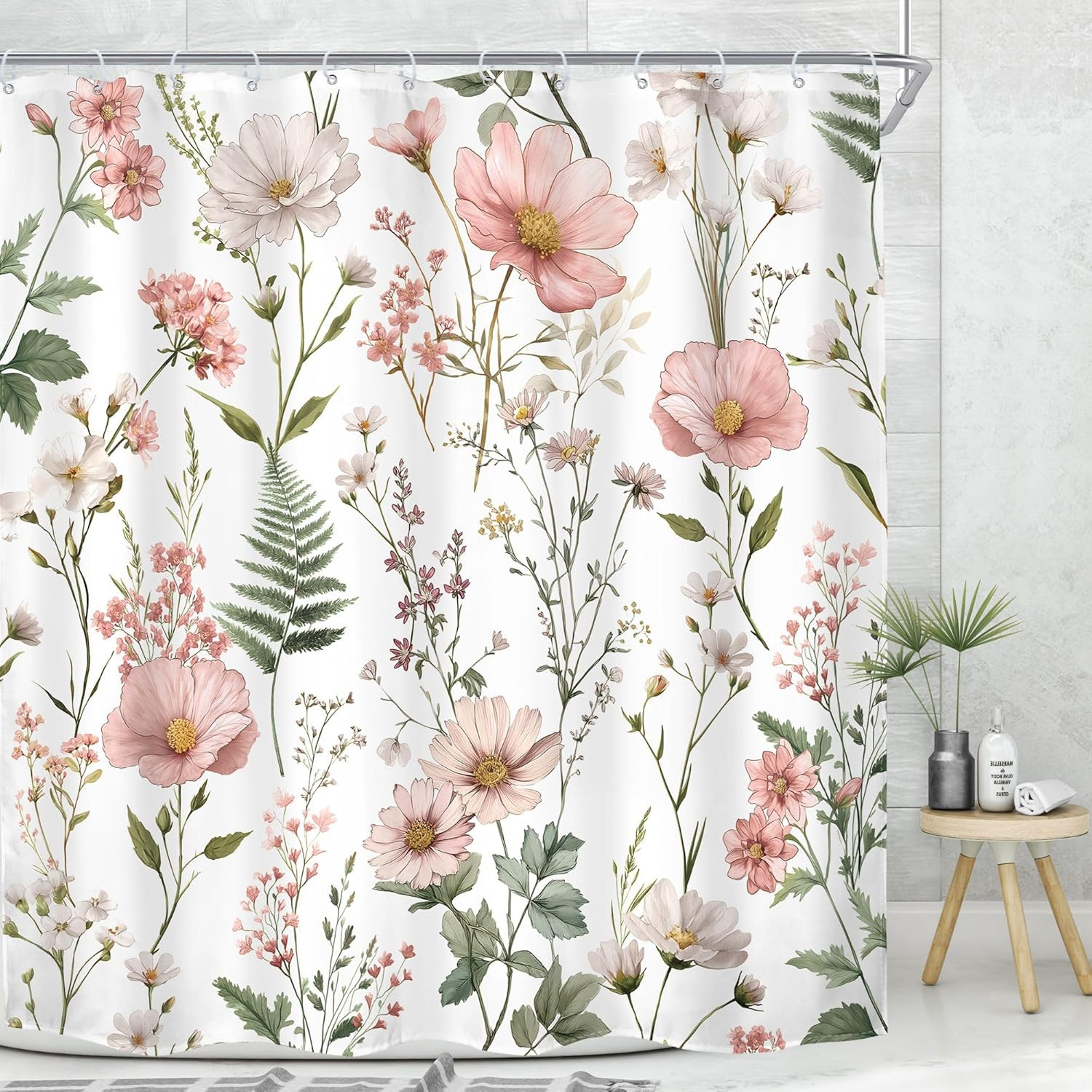 Custom Printed Bath Curtain — custom printed polyester bath curtain detail view
