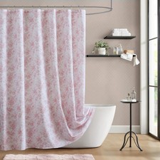 Walled Garden Shower Curtain, Textured Cotton-Rich Slub Fabric, Tonal Floral ... — custom printed polyester bath curtain