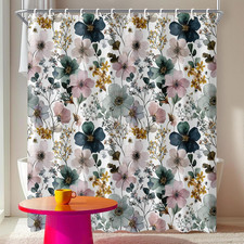 Watercolor Floral Shower Curtain 72X72 Inch Elegant Hand Painted Flower Print Ba — custom printed polyester bath curtain