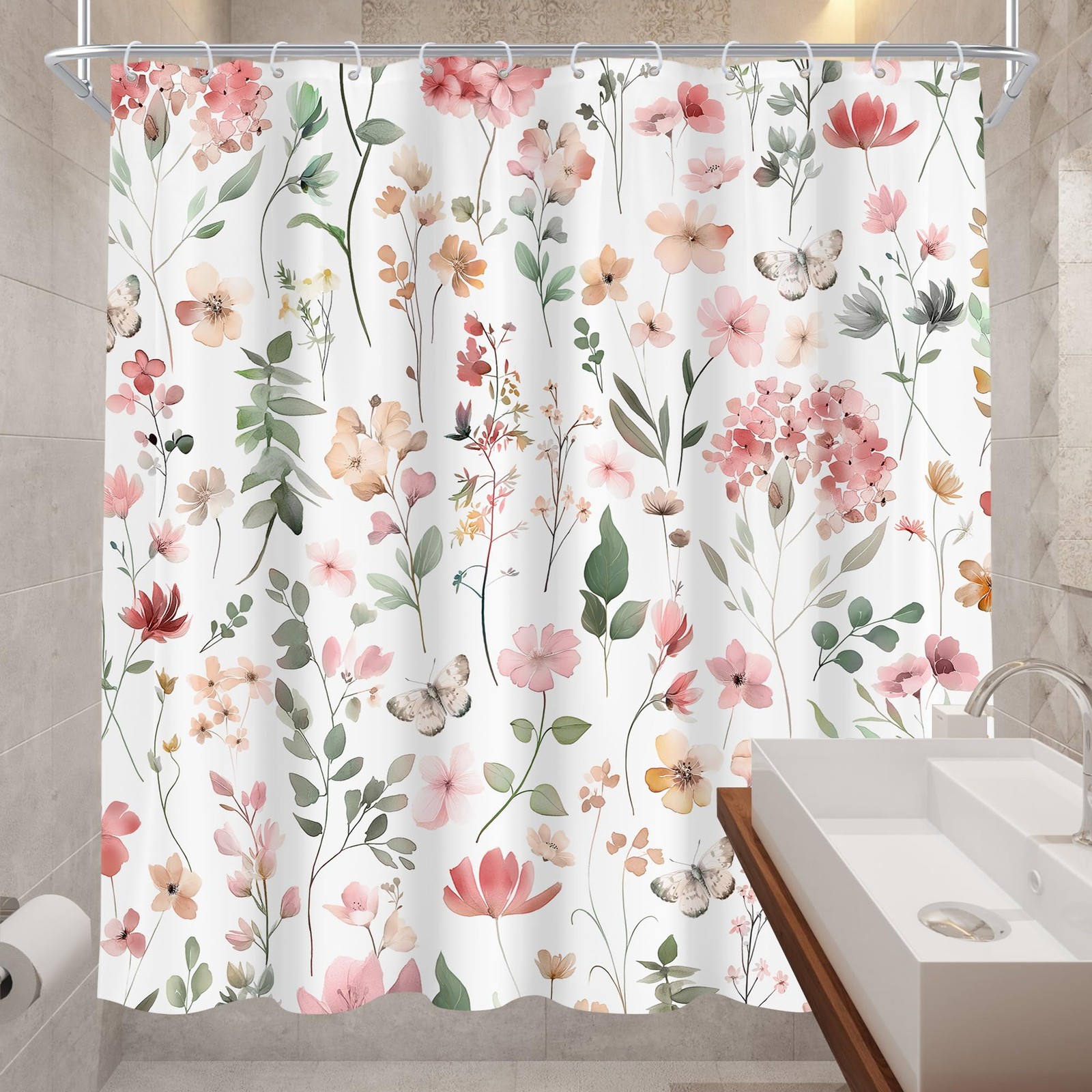 Custom Printed Bath Curtain — custom printed polyester bath curtain detail view