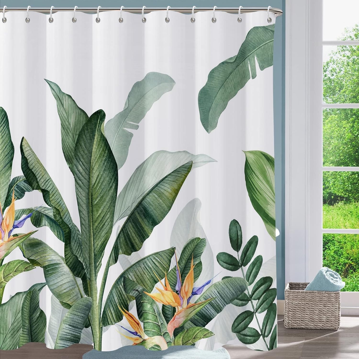 Custom Printed Bath Curtain — custom printed polyester bath curtain detail view