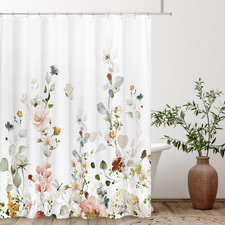 Floral Butterfly Shower Curtain 71" x 71" Waterproof Polyester Bath Curtain — custom printed polyester bath curtain