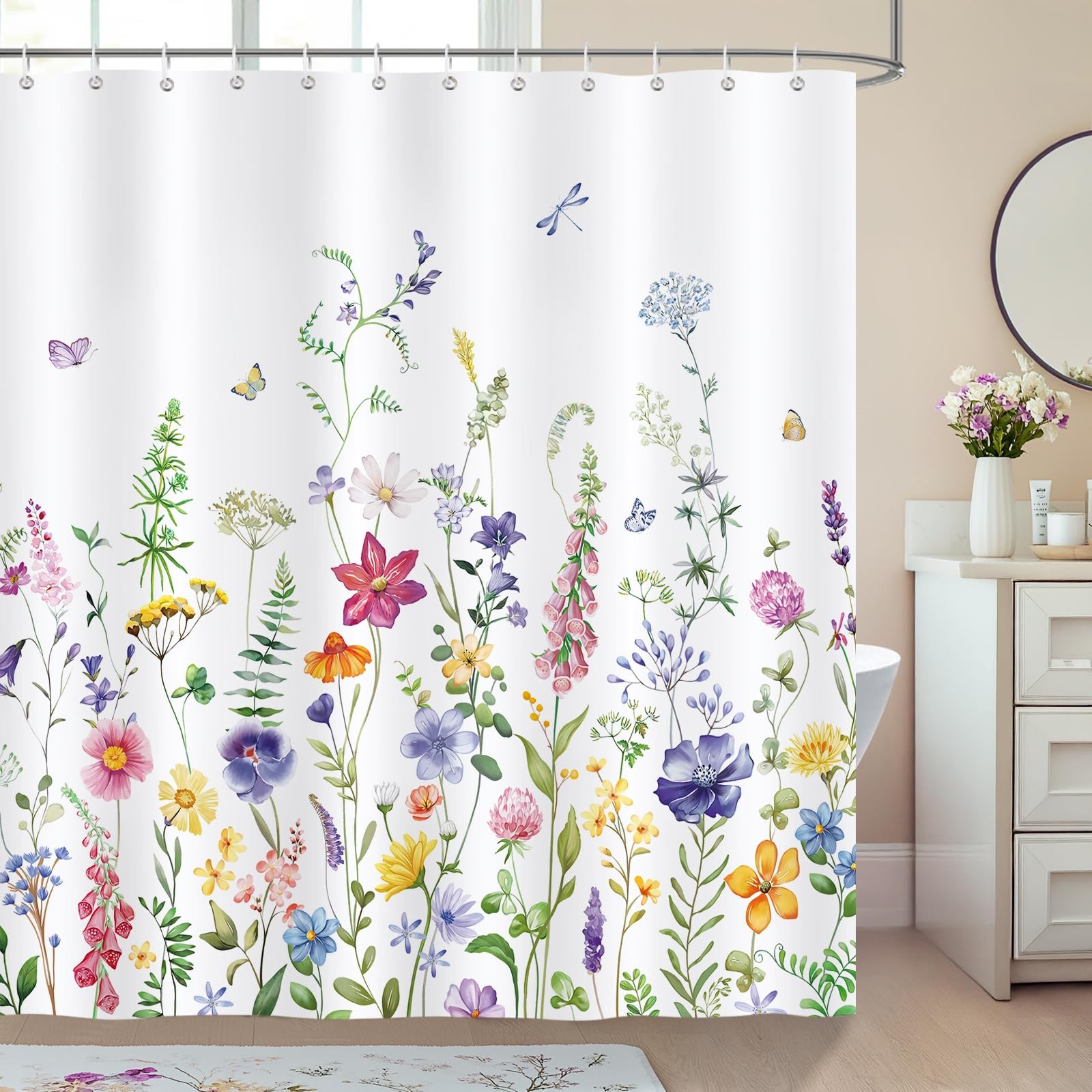 Custom Printed Bath Curtain — custom printed polyester bath curtain detail view