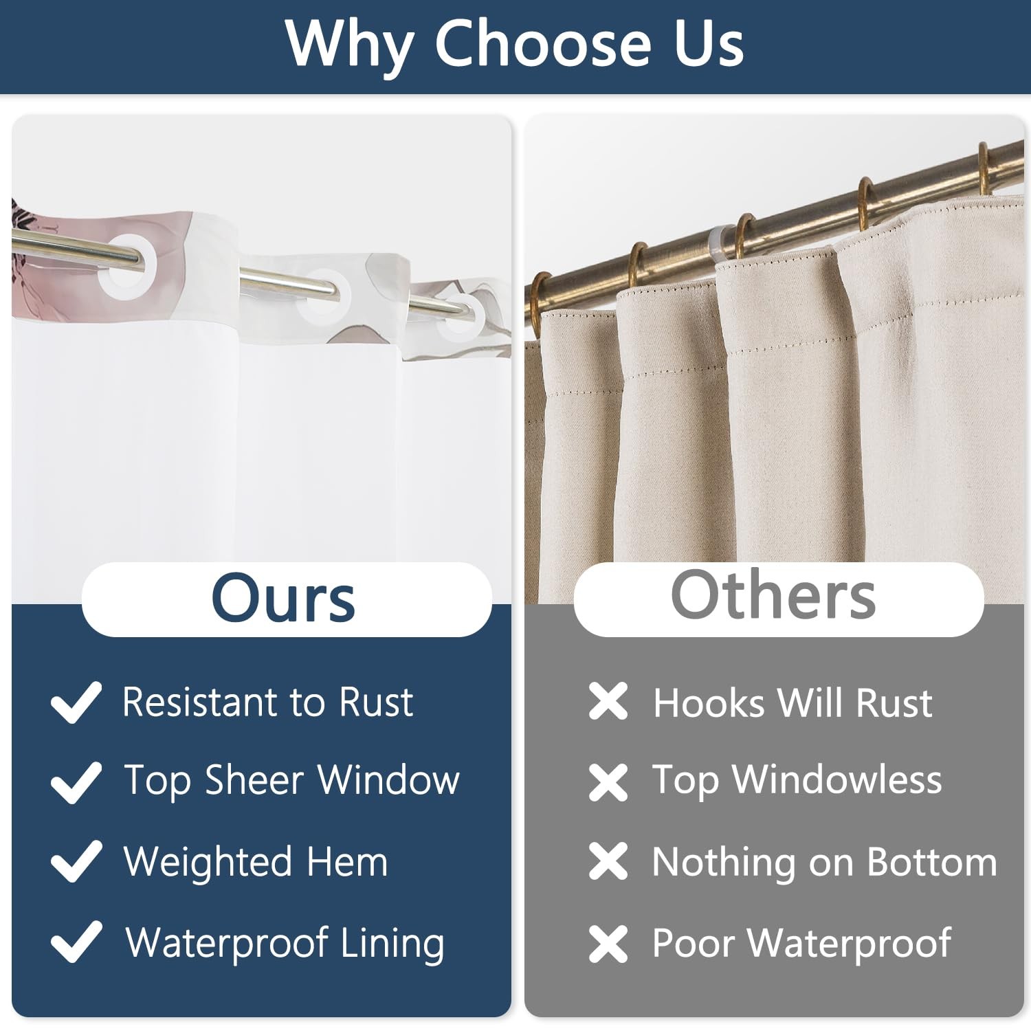 Custom Printed Bath Curtain — custom printed polyester bath curtain detail view