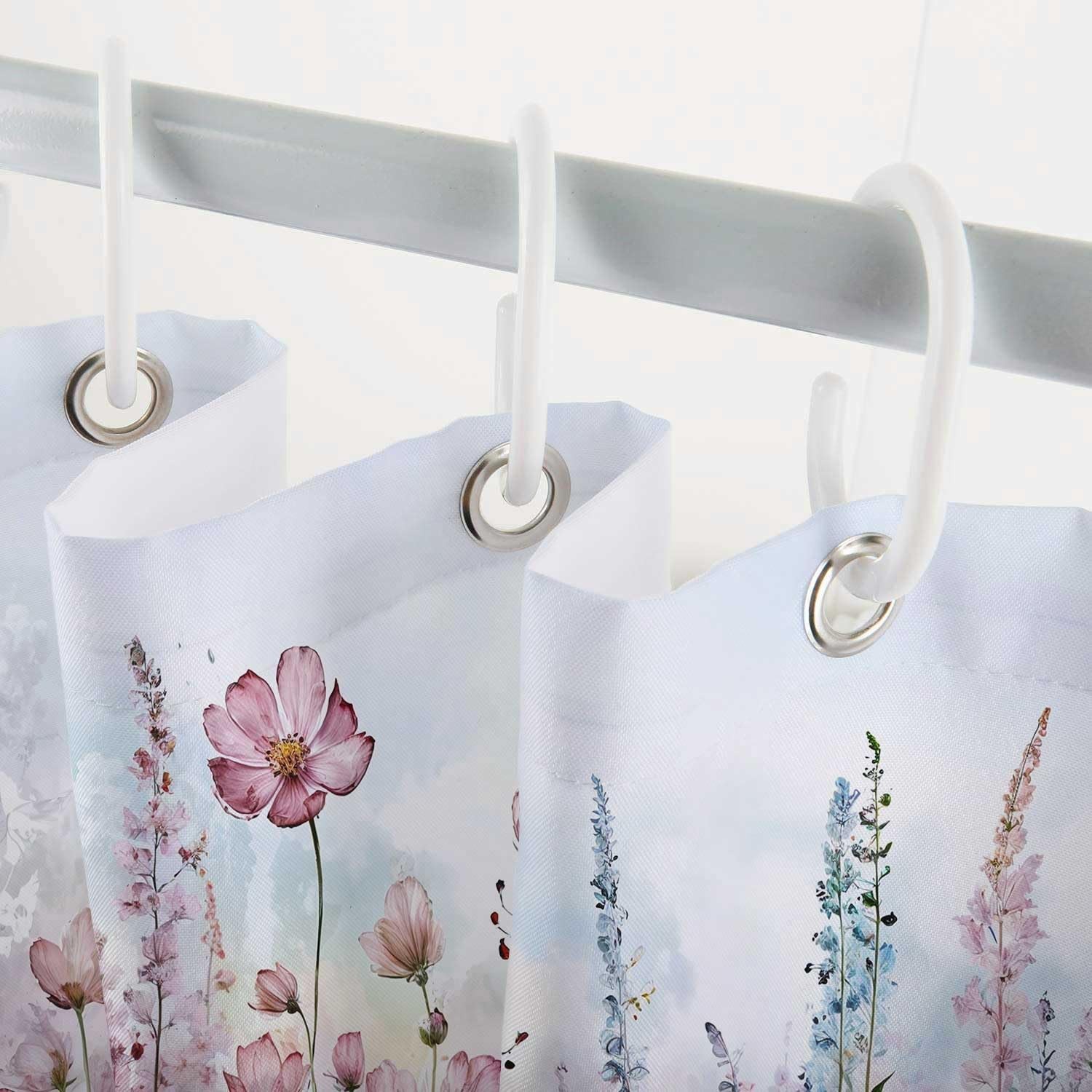 Custom Printed Bath Curtain — custom printed polyester bath curtain detail view