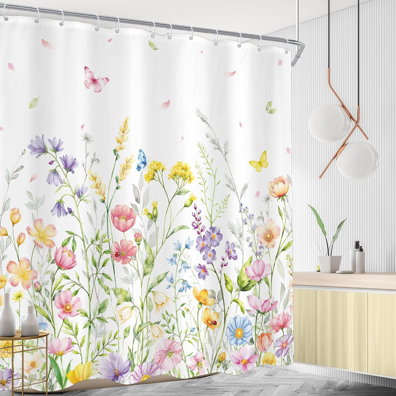 Custom Printed Bath Curtain — custom printed polyester bath curtain detail view