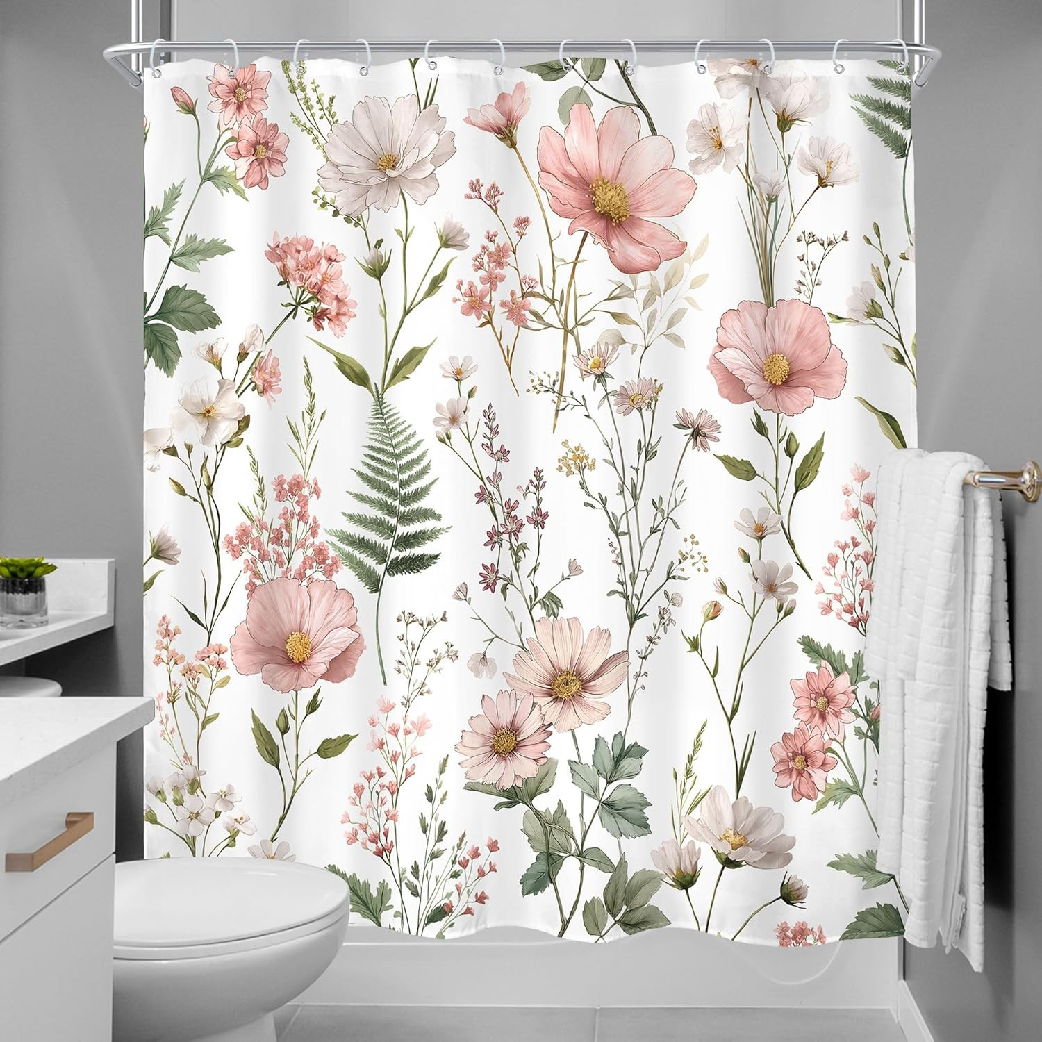 Custom Printed Bath Curtain — custom printed polyester bath curtain detail view