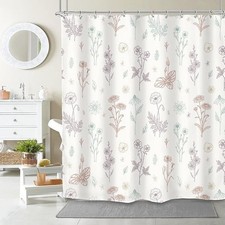 WowRiyidecor 72 x 72 Purple Grey Floral Wildflower Shower Curtain Bathroom Decor — custom printed polyester bath curtain
