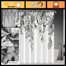 Extra Long Waterproof Eucalyptus Leaves Shower Curtain 72x84 Inch, Stylish Botan — custom printed polyester bath curtain