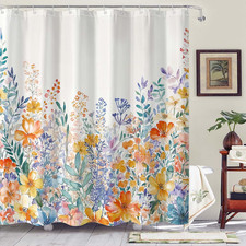 Floral Shower Curtain Sets Bright Orange & Blue Floral Shower Curtains for Bathr — custom printed polyester bath curtain