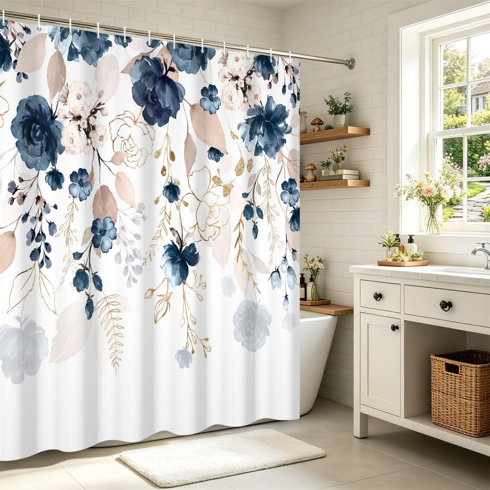 Custom Printed Bath Curtain — custom printed polyester bath curtain detail view