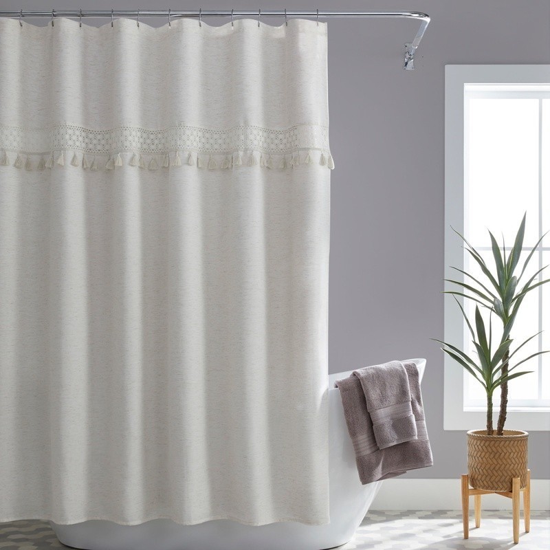Custom Printed Bath Curtain — custom printed polyester bath curtain detail view