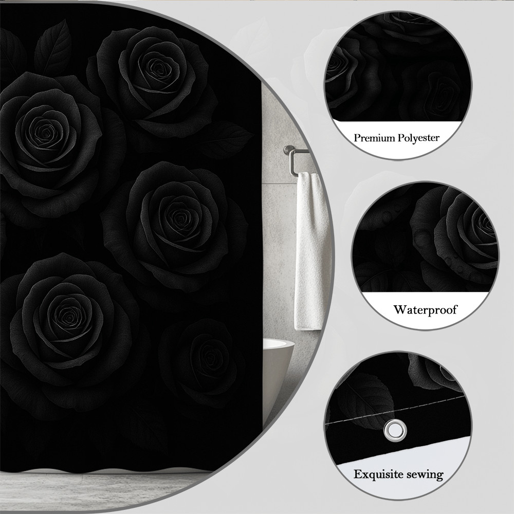 Custom Printed Bath Curtain — custom printed polyester bath curtain detail view