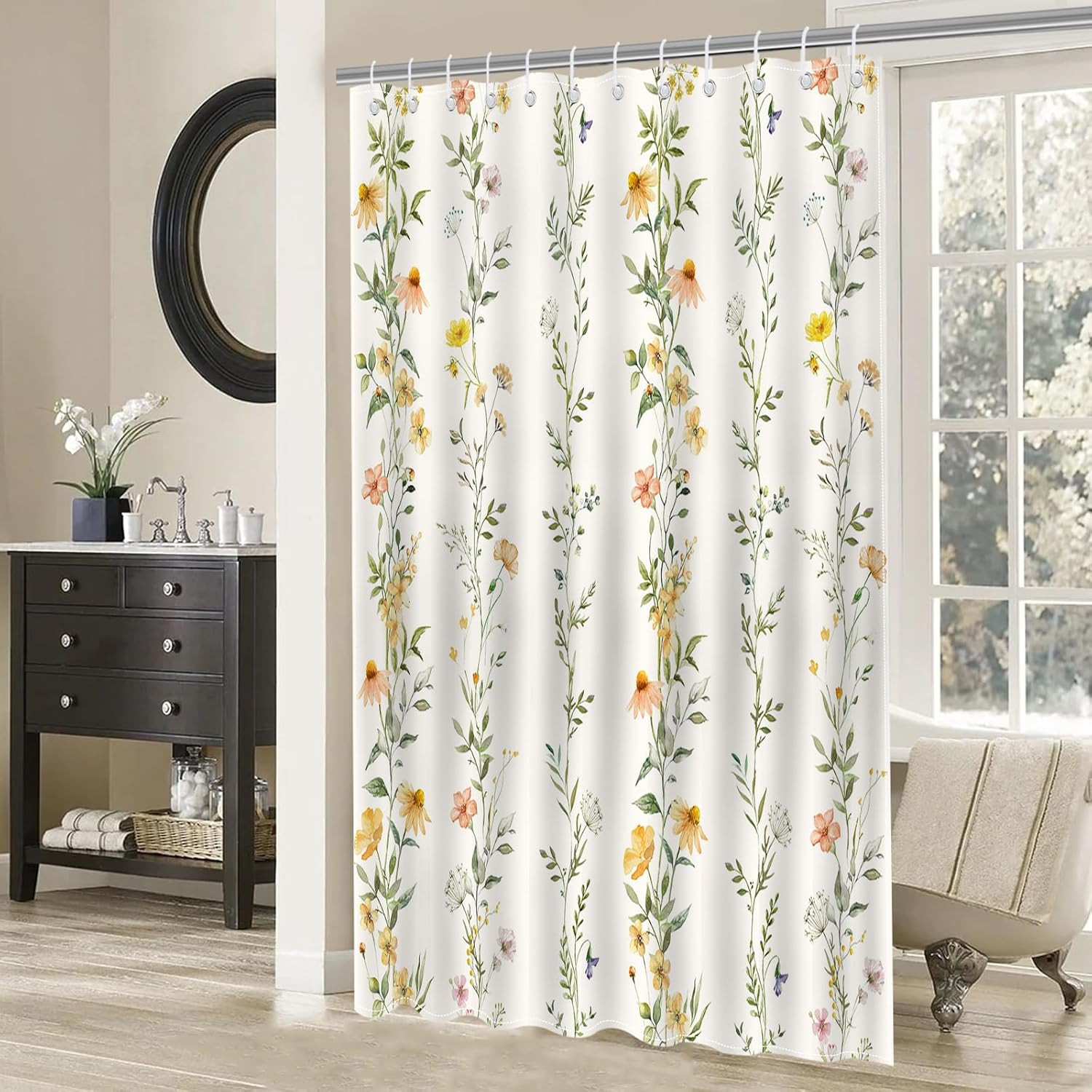 Custom Printed Bath Curtain — custom printed polyester bath curtain detail view