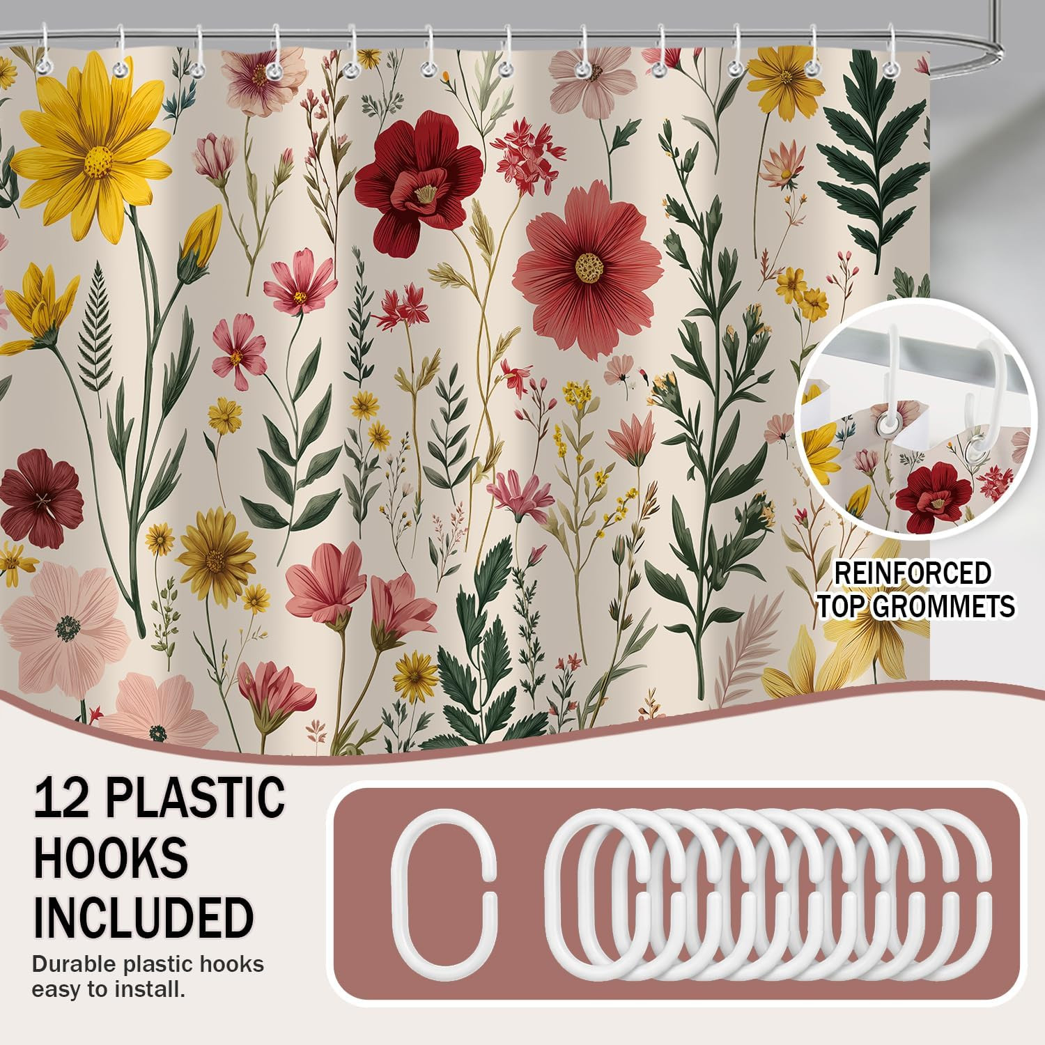 Custom Printed Bath Curtain — custom printed polyester bath curtain detail view