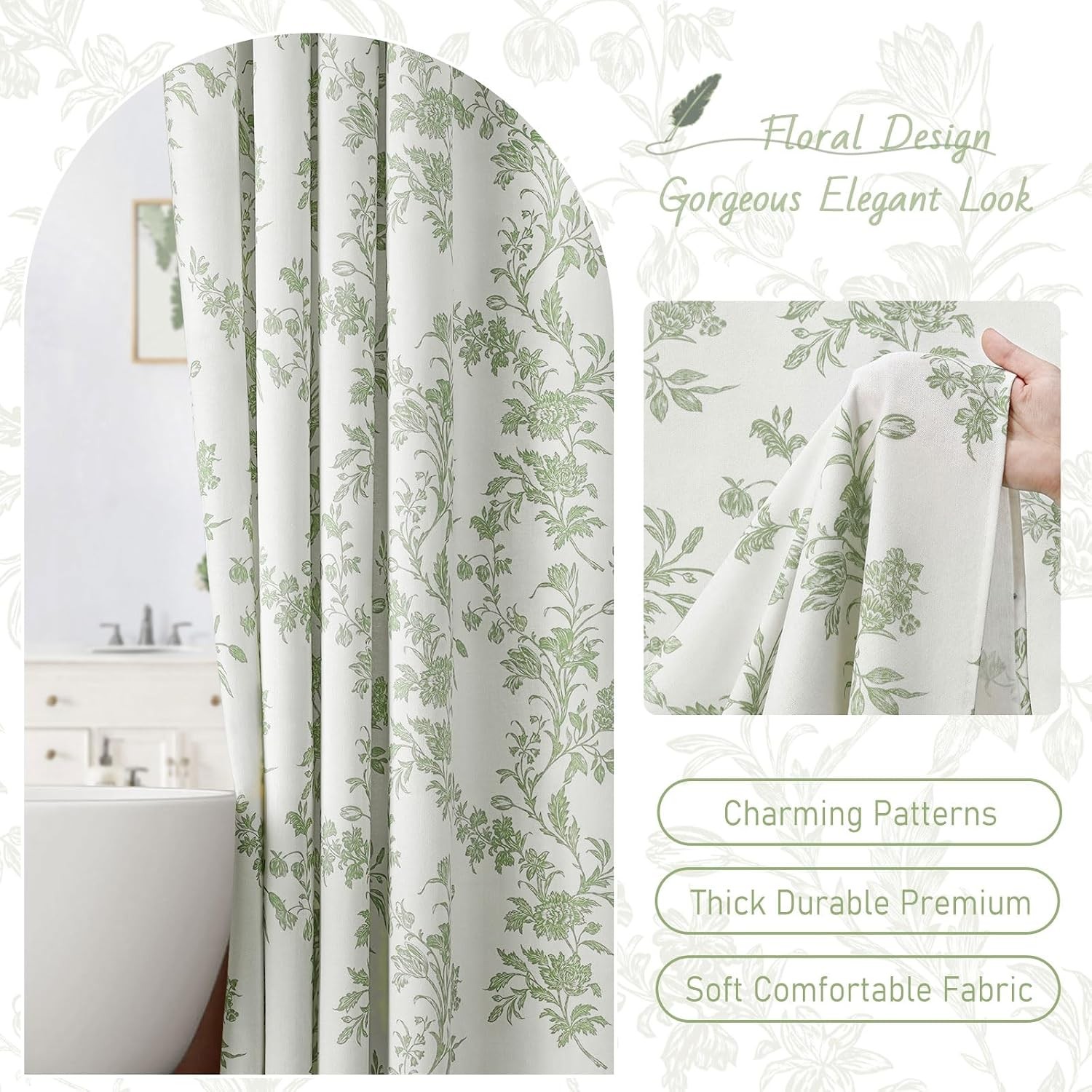 Custom Printed Bath Curtain — custom printed polyester bath curtain detail view