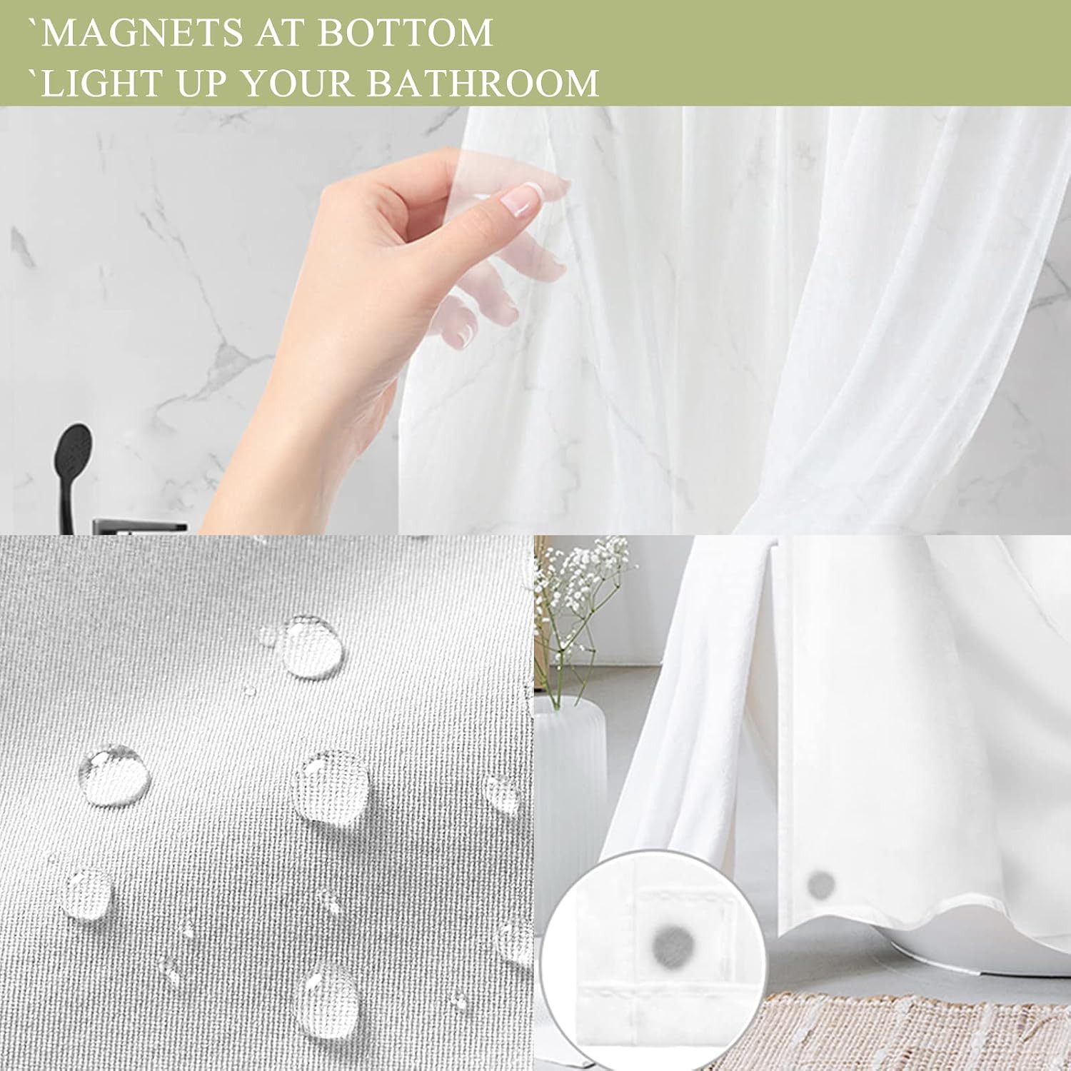 Custom Printed Bath Curtain — custom printed polyester bath curtain detail view