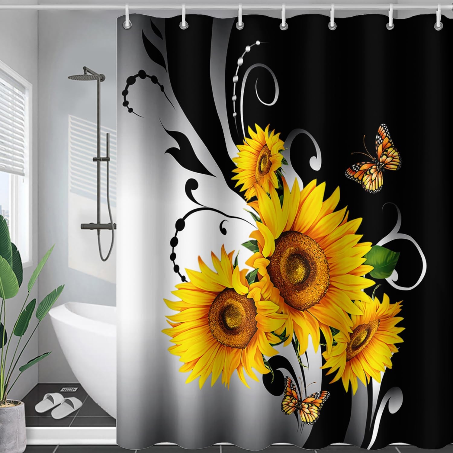 Custom Printed Bath Curtain — custom printed polyester bath curtain detail view