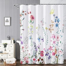 Floral Shower Curtain Waterproof Polyester Shower Curtains 12 Hooks 72"x72" — custom printed polyester bath curtain