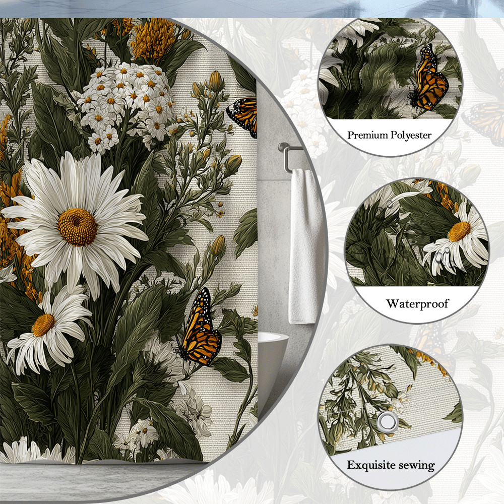 Custom Printed Bath Curtain — custom printed polyester bath curtain detail view