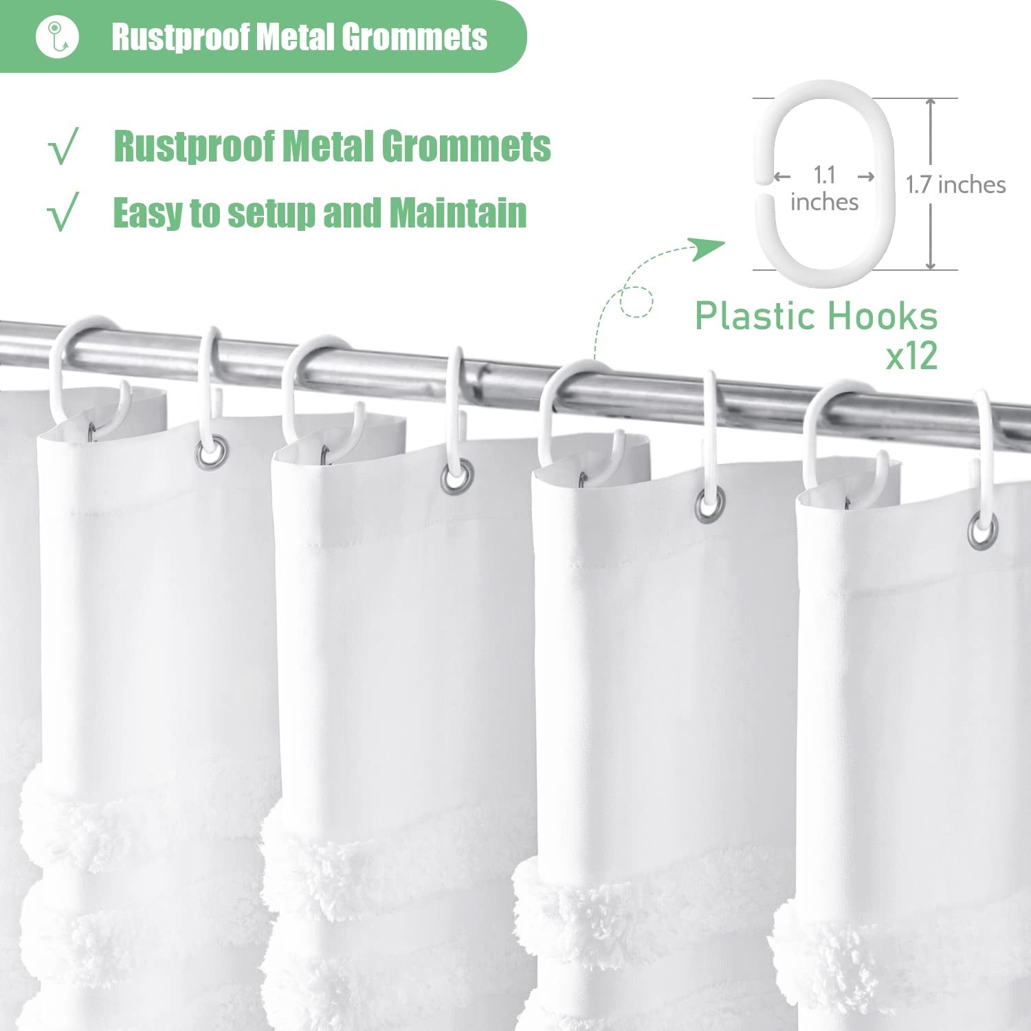 Custom Printed Bath Curtain — custom printed polyester bath curtain detail view