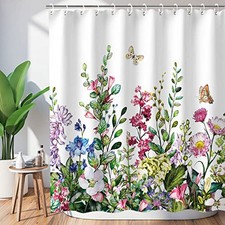Floral Shower Curtain Flower Shower Curtain for Bathroom Colorful Plant — custom printed polyester bath curtain