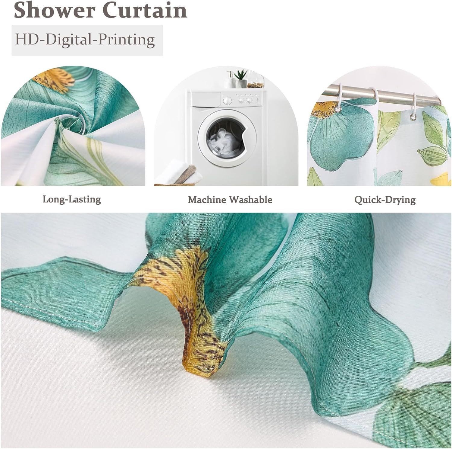 Custom Printed Bath Curtain — custom printed polyester bath curtain detail view