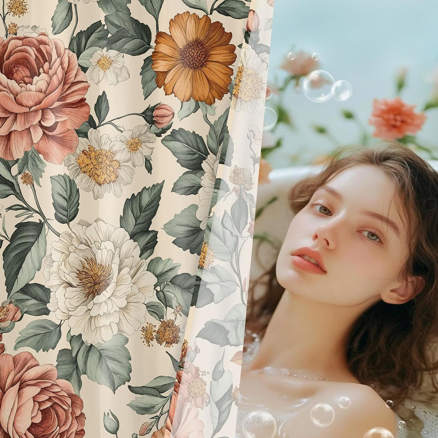 Custom Printed Bath Curtain — custom printed polyester bath curtain detail view