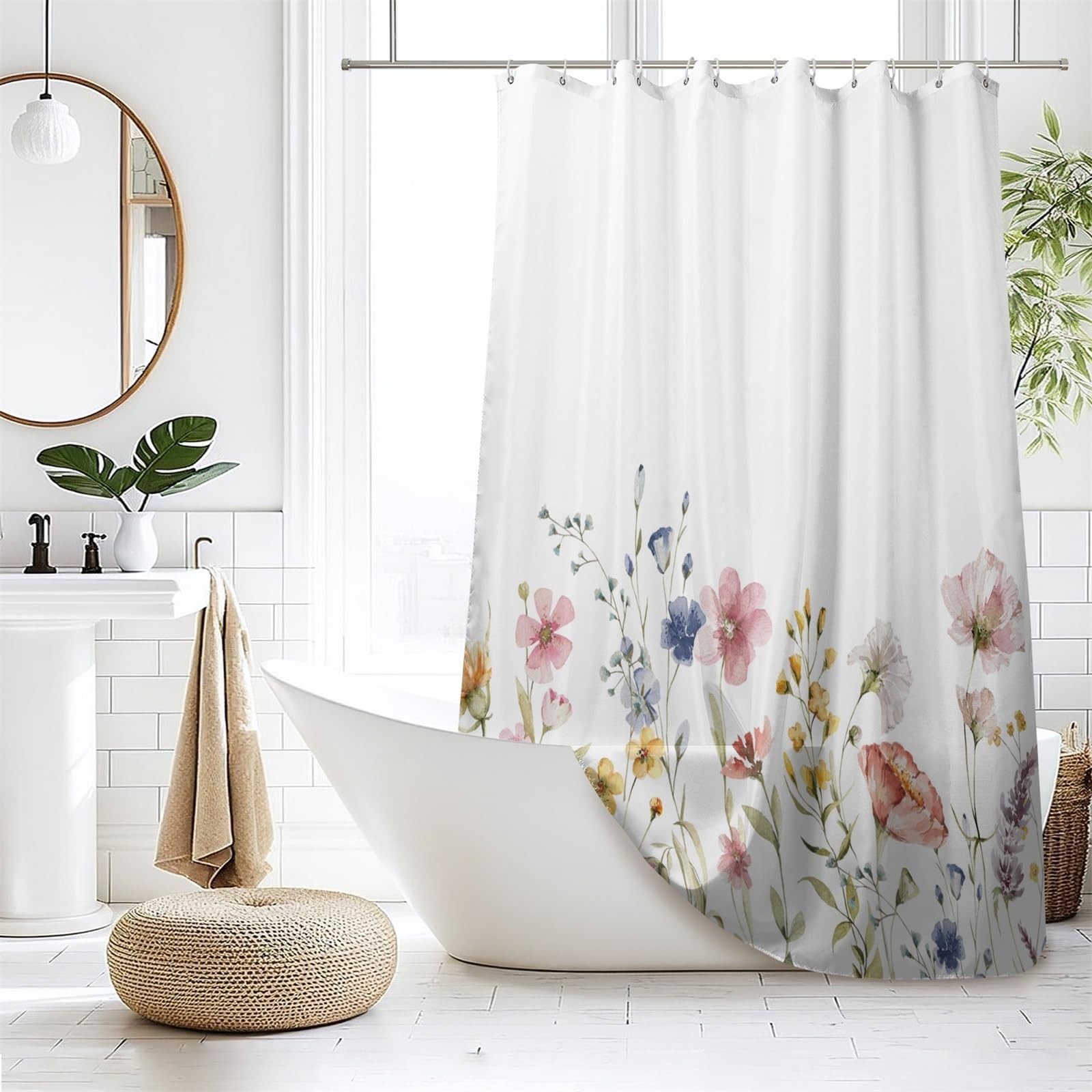Custom Printed Bath Curtain — custom printed polyester bath curtain detail view