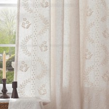 Belrose Lined Linen Blend Curtains Boho Floral Curtains for Bedroom 84 Inch — custom printed polyester bath curtain