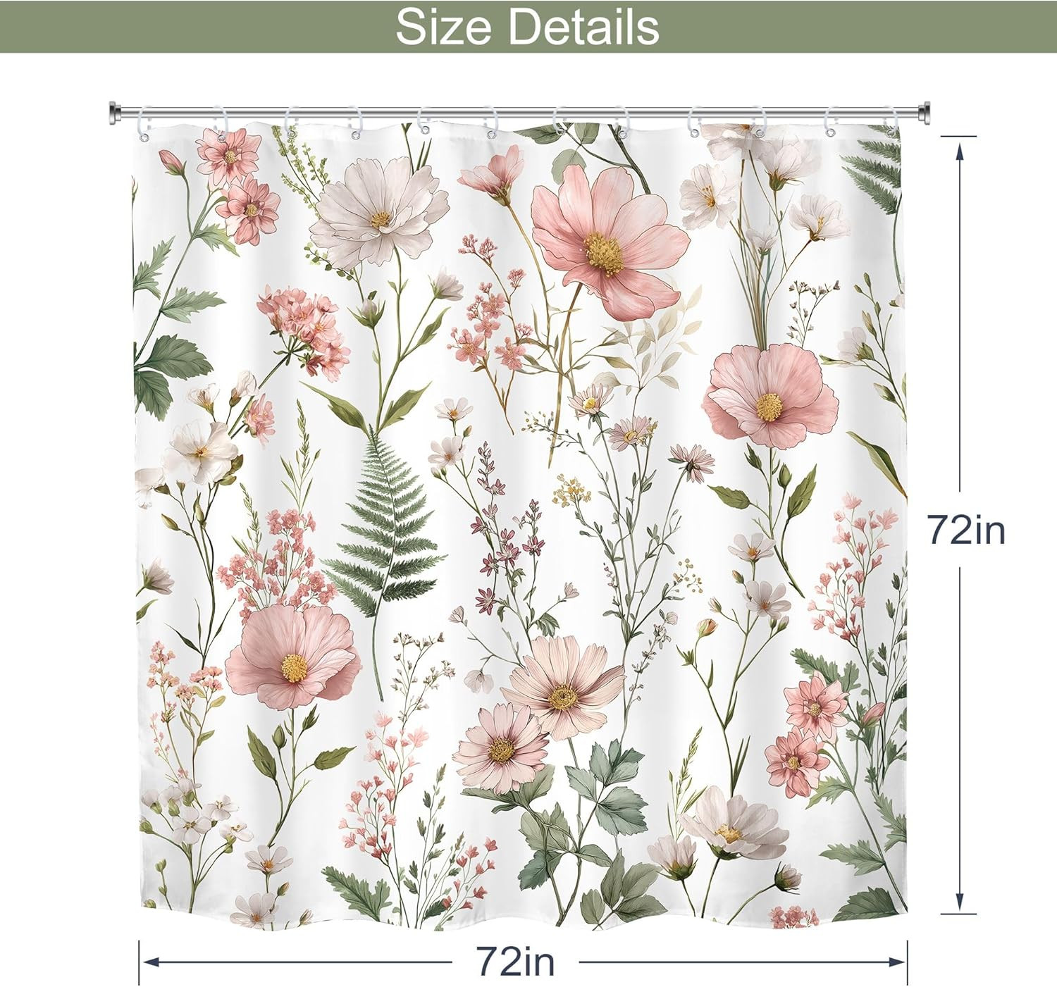 Custom Printed Bath Curtain — custom printed polyester bath curtain detail view