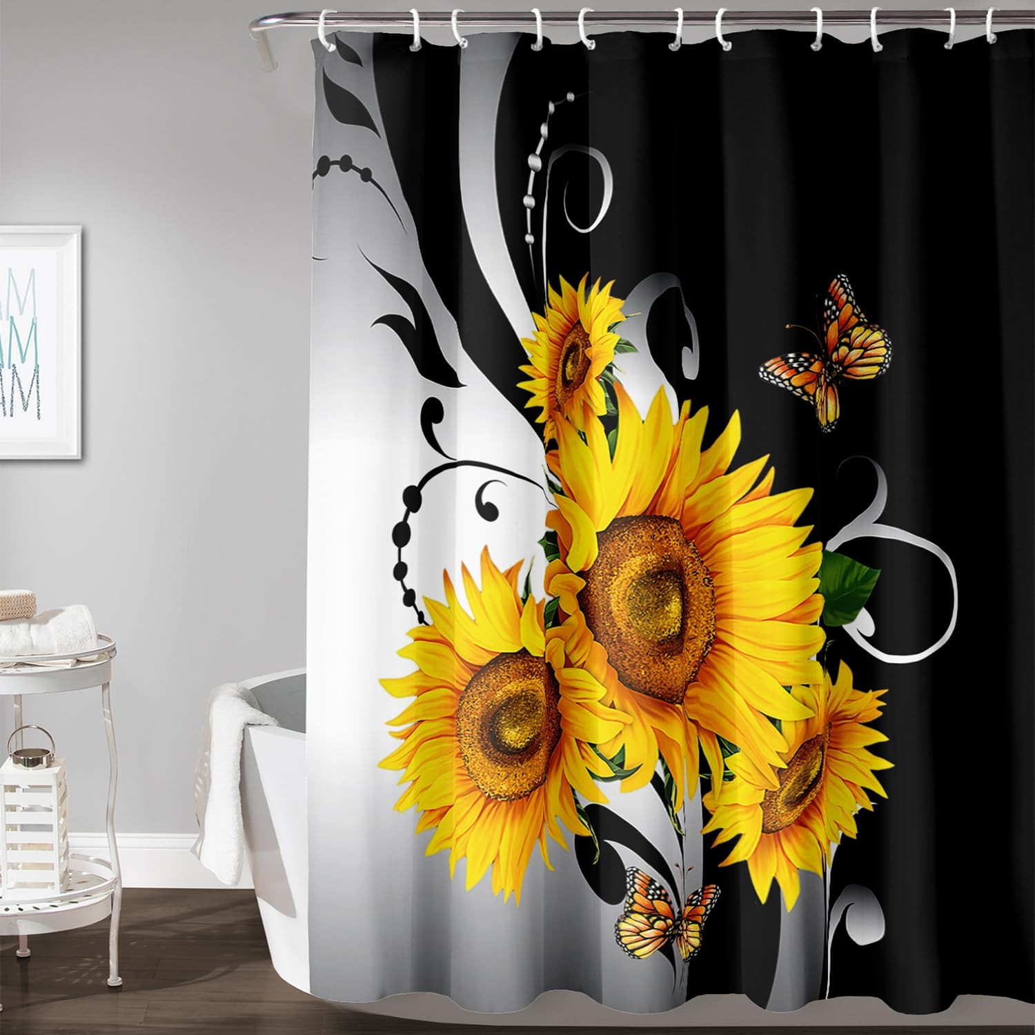 Custom Printed Bath Curtain — custom printed polyester bath curtain detail view
