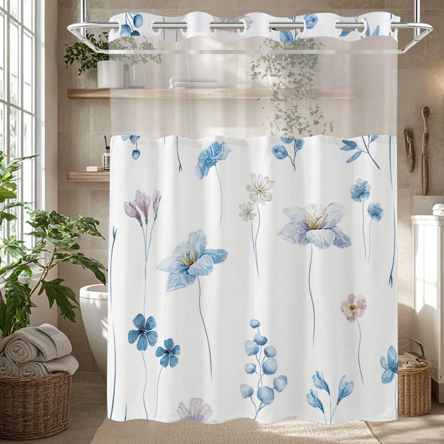 Custom Printed Bath Curtain — custom printed polyester bath curtain detail view