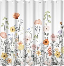 72x80 Inch Vivid Watercolor Floral Rustic Shower Curtain for Bathroom — custom printed polyester bath curtain
