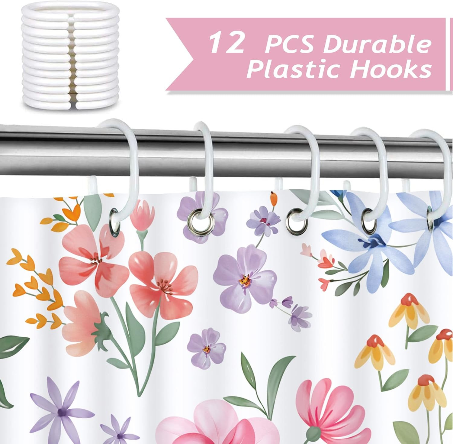 Custom Printed Bath Curtain — custom printed polyester bath curtain detail view