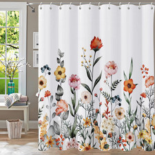 Floral Shower Curtain 72x72 Waterproof Polyester Bathroom Curtain with Hooks — custom printed polyester bath curtain