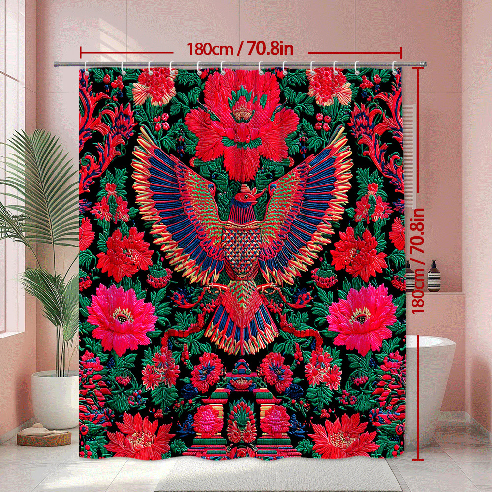 Custom Printed Bath Curtain — custom printed polyester bath curtain detail view