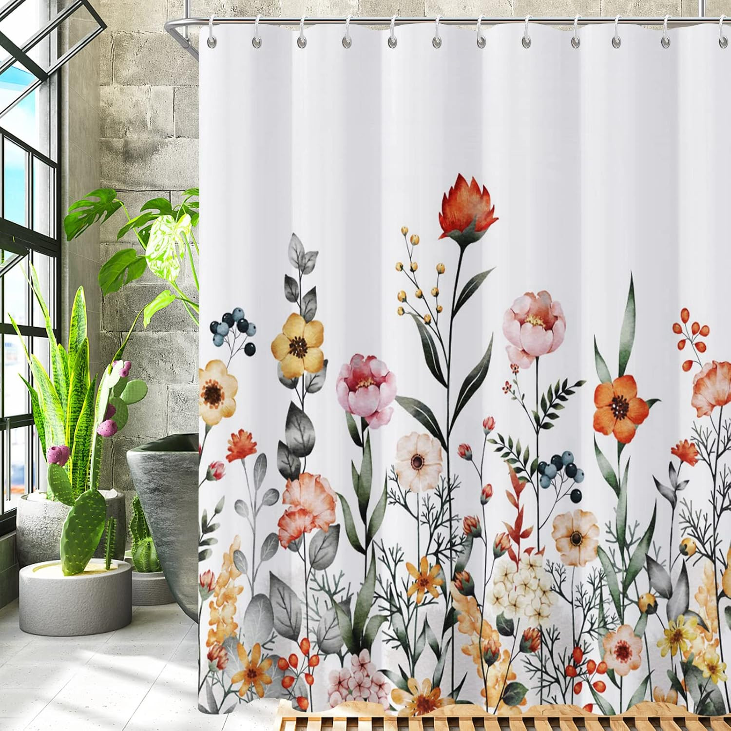Custom Printed Bath Curtain — custom printed polyester bath curtain detail view