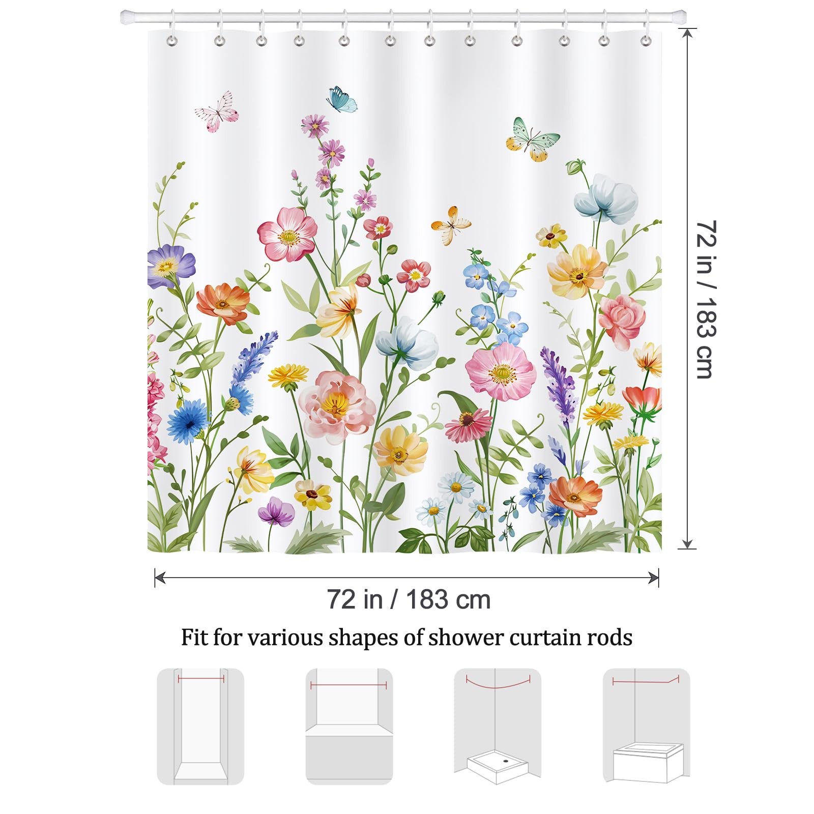 Custom Printed Bath Curtain — custom printed polyester bath curtain detail view