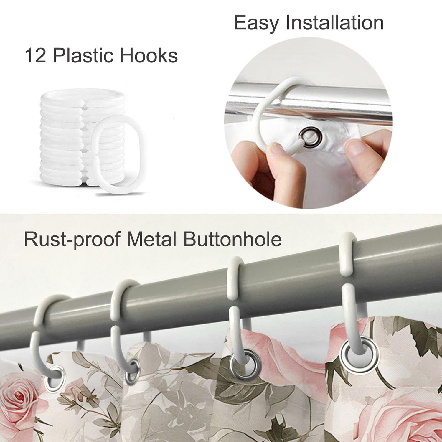 Custom Printed Bath Curtain — custom printed polyester bath curtain detail view