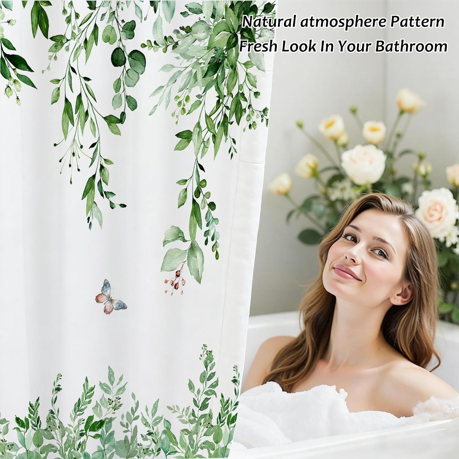 Custom Printed Bath Curtain — custom printed polyester bath curtain detail view
