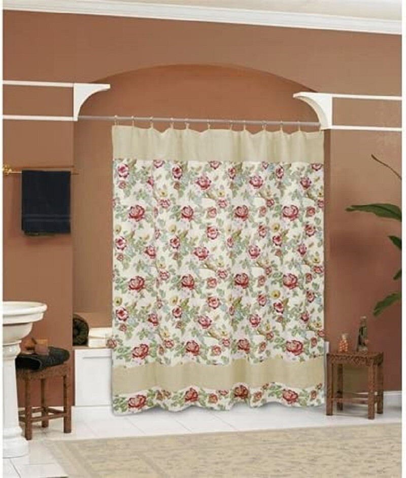 Custom Printed Bath Curtain — custom printed polyester bath curtain detail view