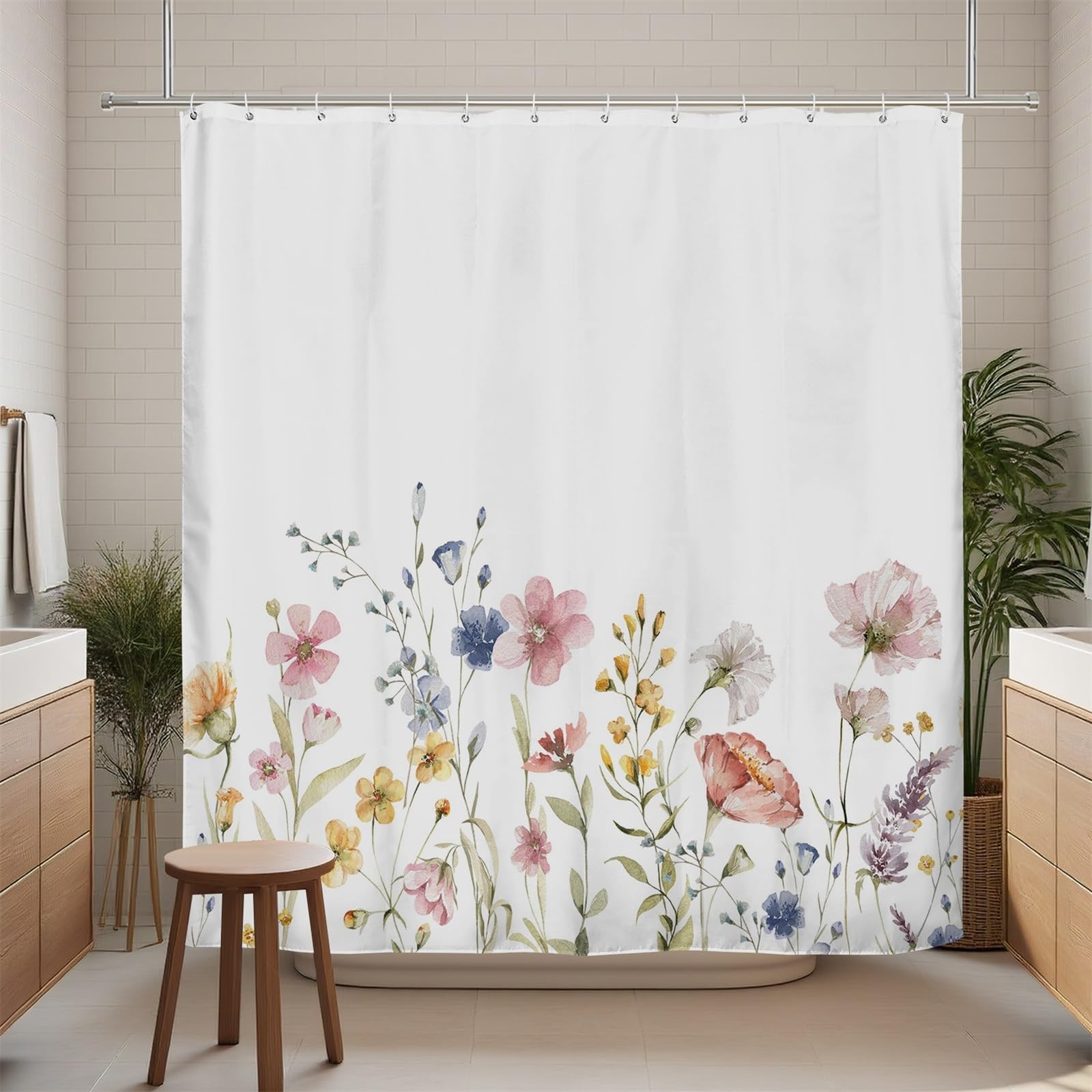 Custom Printed Bath Curtain — custom printed polyester bath curtain detail view