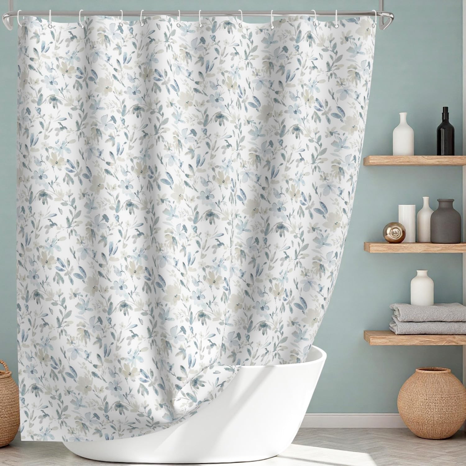 Custom Printed Bath Curtain — custom printed polyester bath curtain detail view