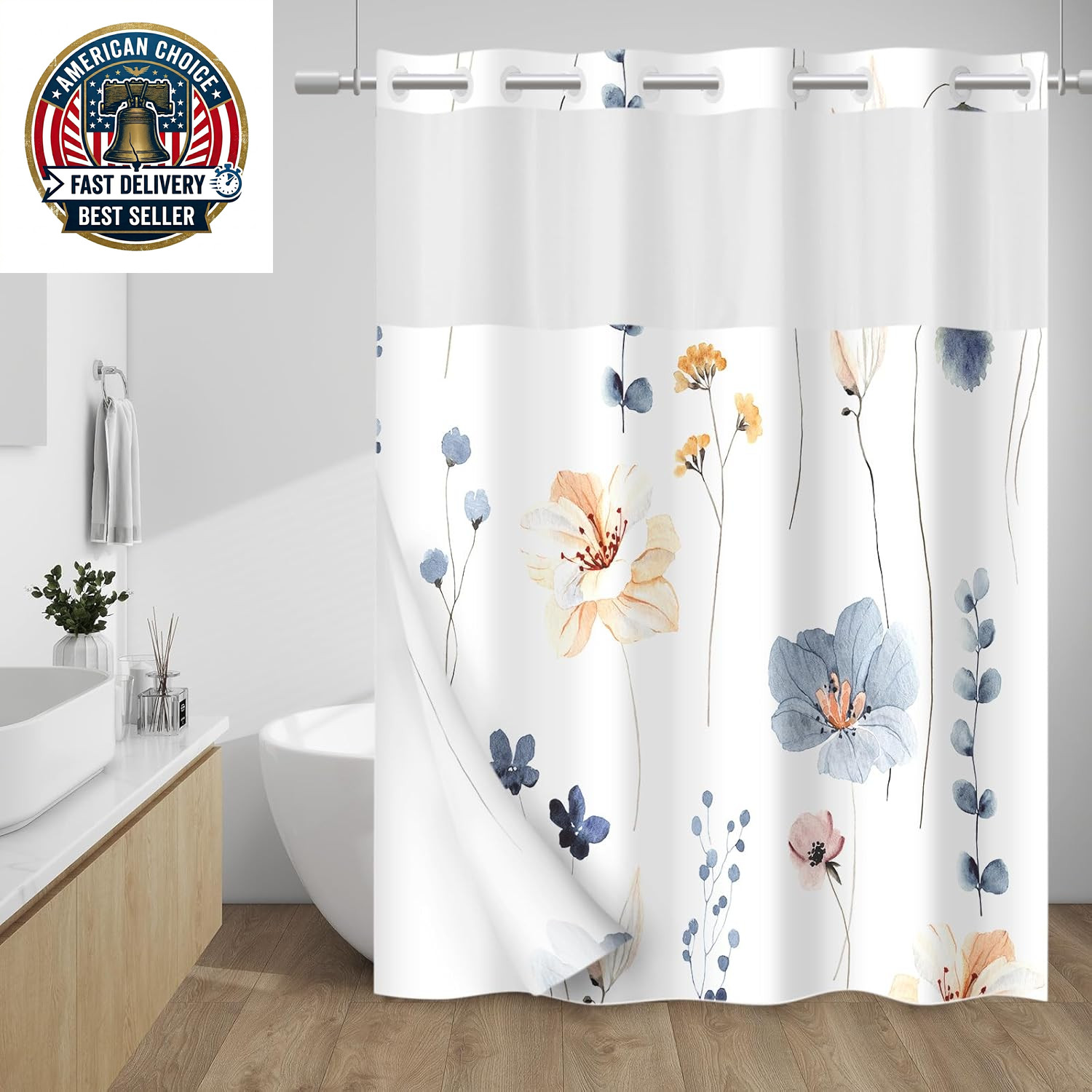 Custom Printed Bath Curtain — custom printed polyester bath curtain