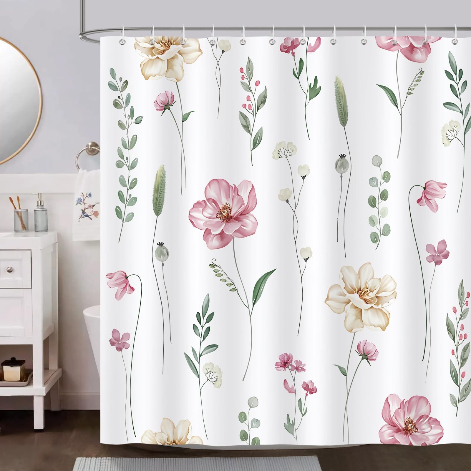 Custom Printed Bath Curtain — custom printed polyester bath curtain detail view