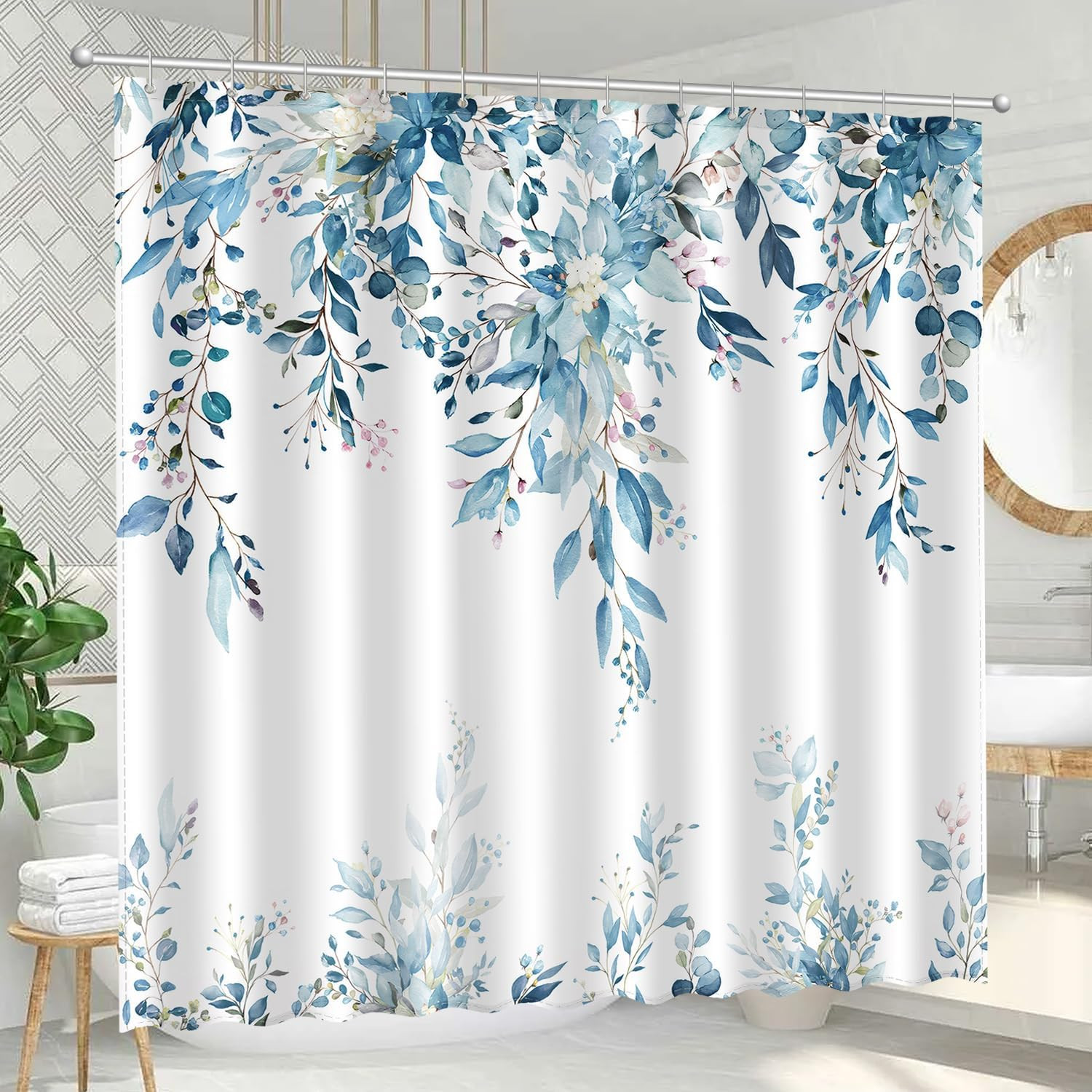 Custom Printed Bath Curtain — custom printed polyester bath curtain detail view