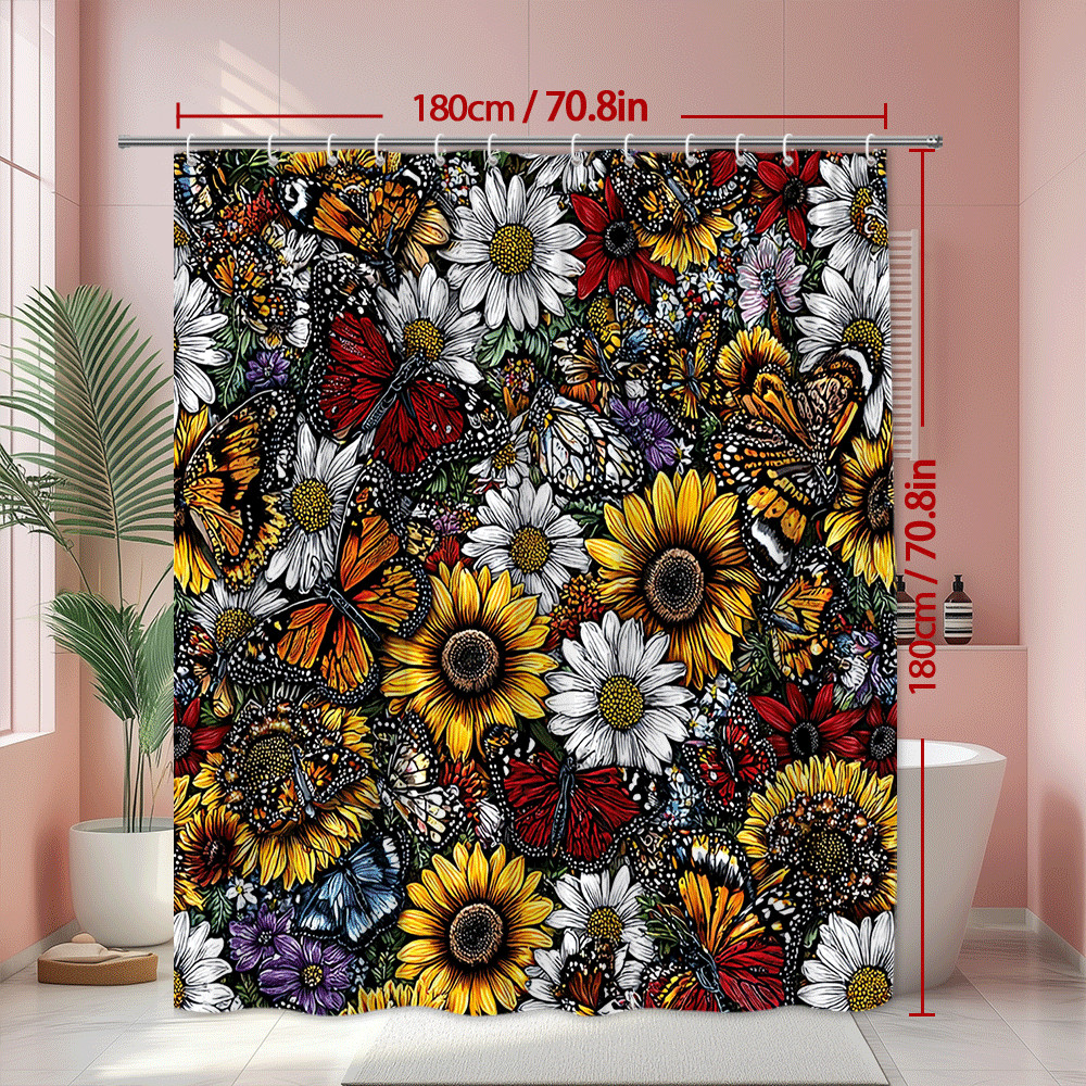 Custom Printed Bath Curtain — custom printed polyester bath curtain detail view