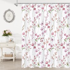 Watercolor Floral Shower Curtain, Pink Butterfly Flower Shower Curtain for Ba... — custom printed polyester bath curtain